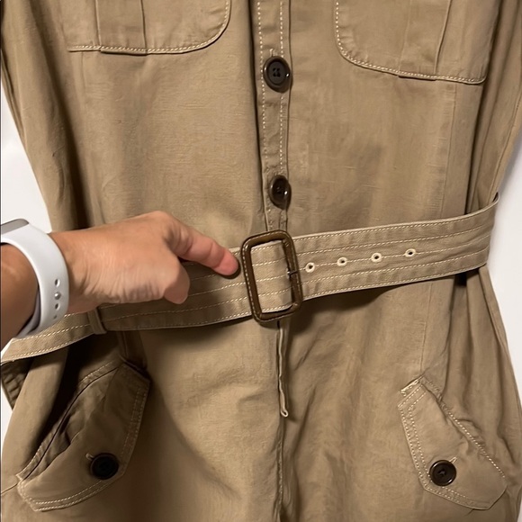 BR Limited Edition Khaki Utility Safari Romper Cotton Linen Jumpsuit, Size 12 - Picture 6 of 15